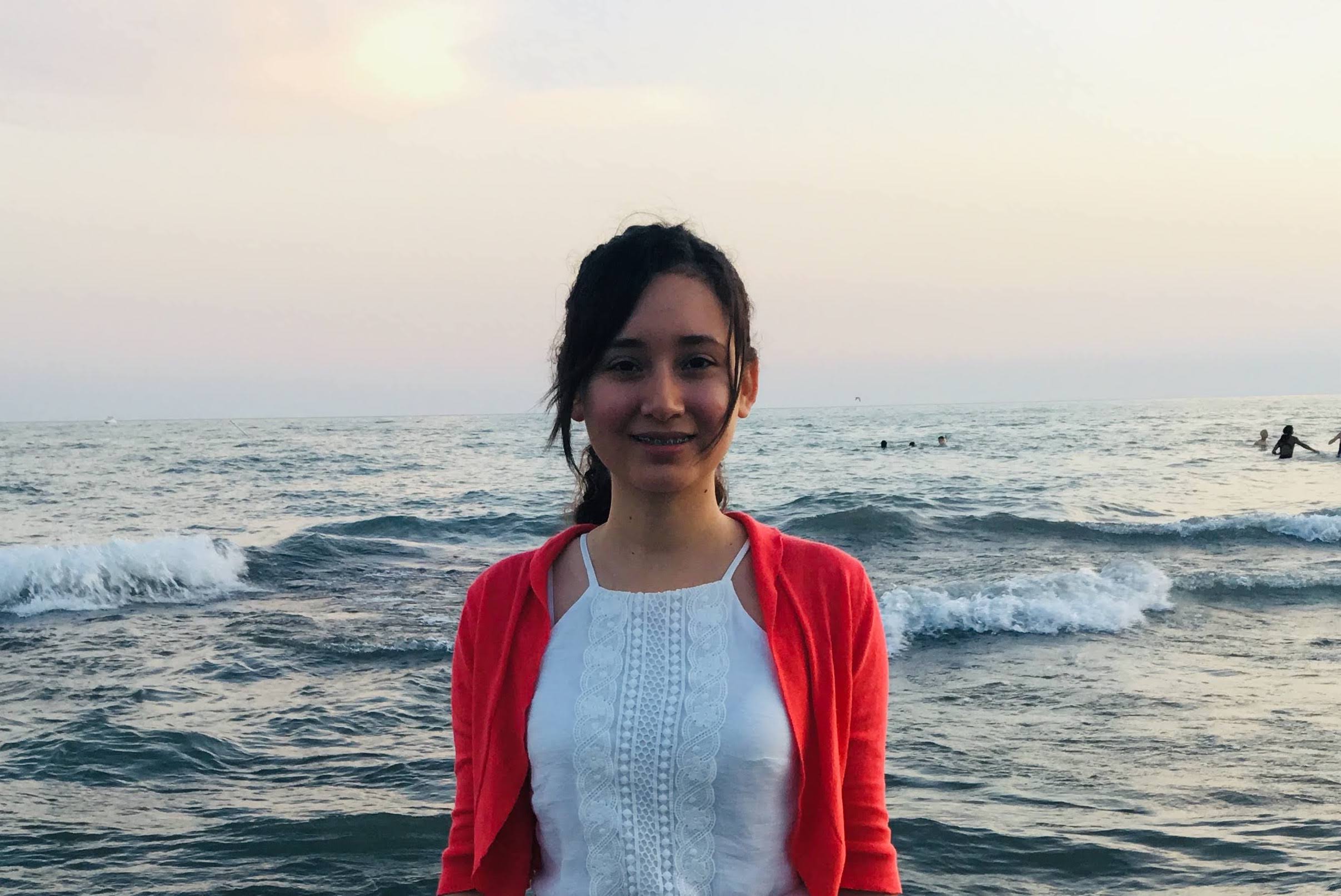 girl with dress in the beach